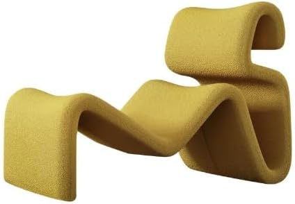 Modern Nordic Style Lazy Lounge Chair – Comfy Cashmere Single Sofa Recliner for Living Room and Balcony Yellow