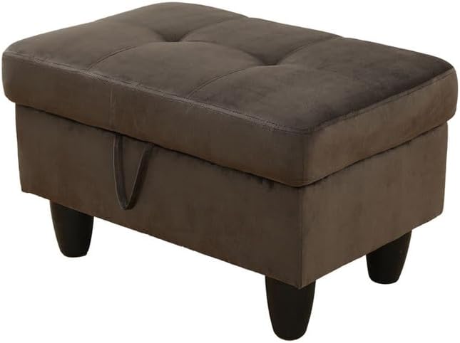 Dark Brown Flannel Living Room Sofa Ottoman Living Room Sofa for Home Office Bedroom Living Room, Strong Bearing Capacity Sofa Small Sofa Setee