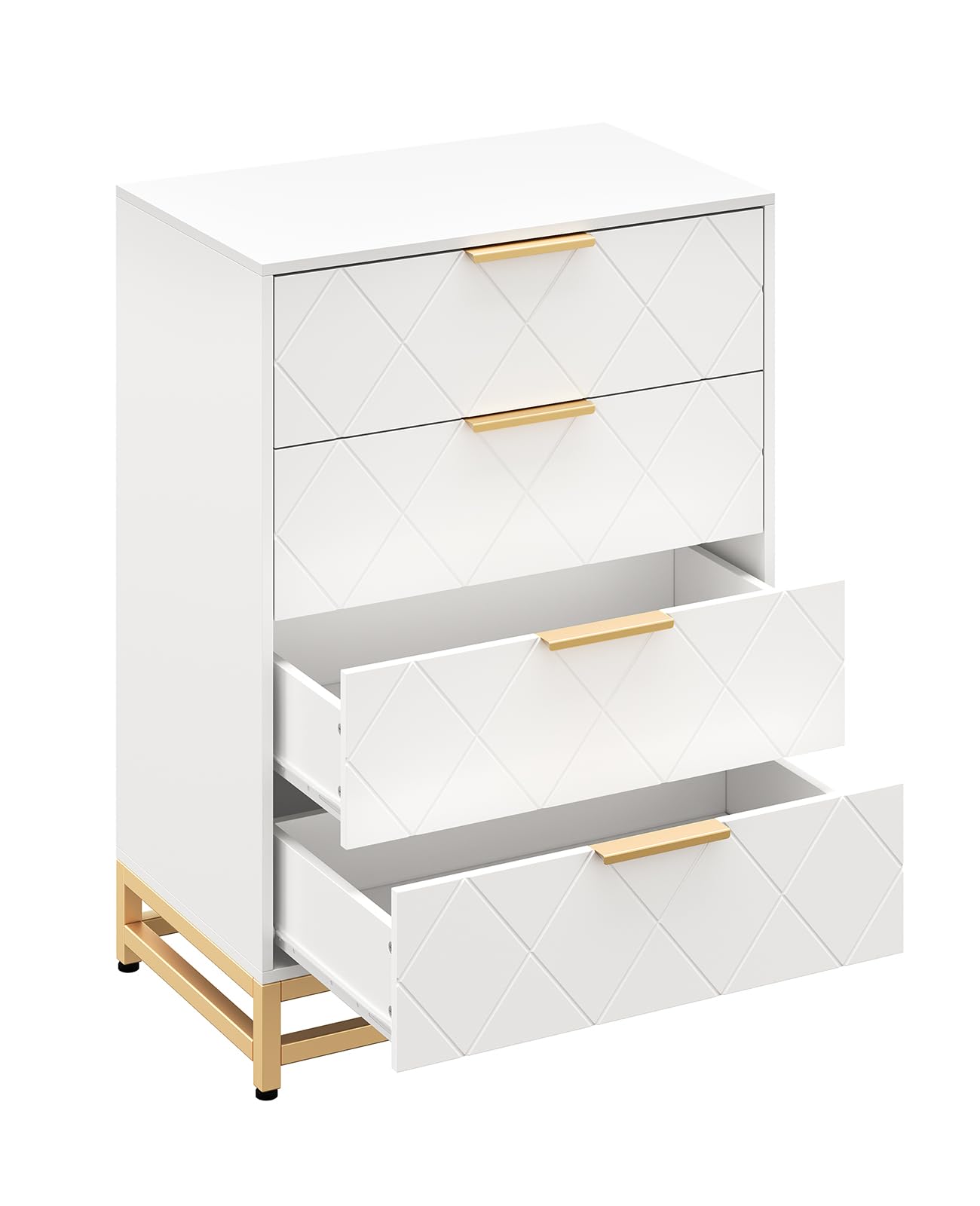 Dresser for Bedroom with 4 Drawer, TV Stand Dressers Chest of Drawers for Living Room Hallway Entryway, MDF Board, White