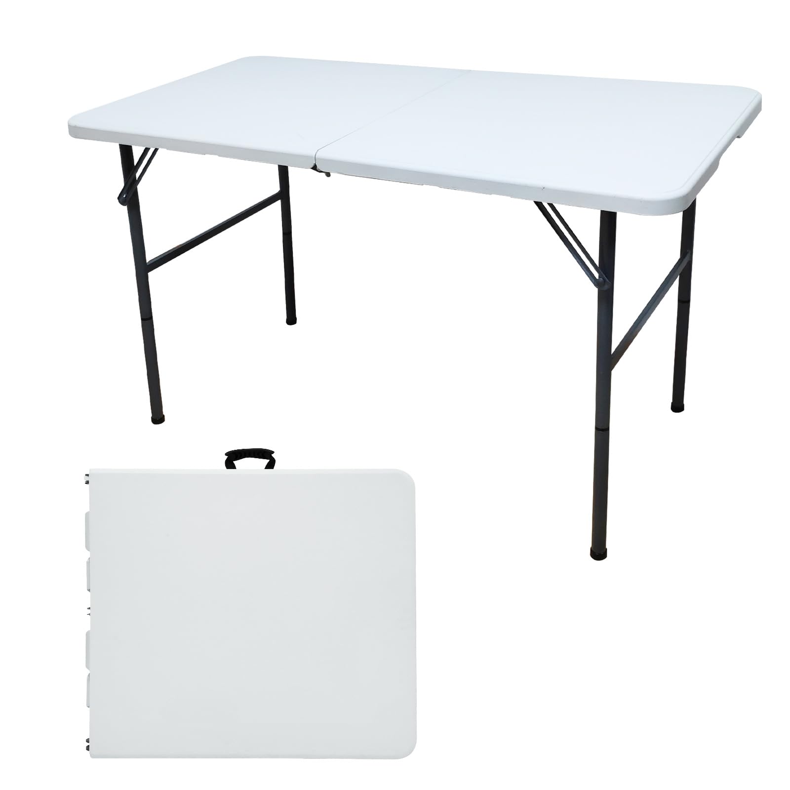4ft Folding Table, Indoor & Outdoor Heavy Duty Camping Table, Folding Picnic Table, Folding Card Table for Picnic, Party, Camping (4FT)