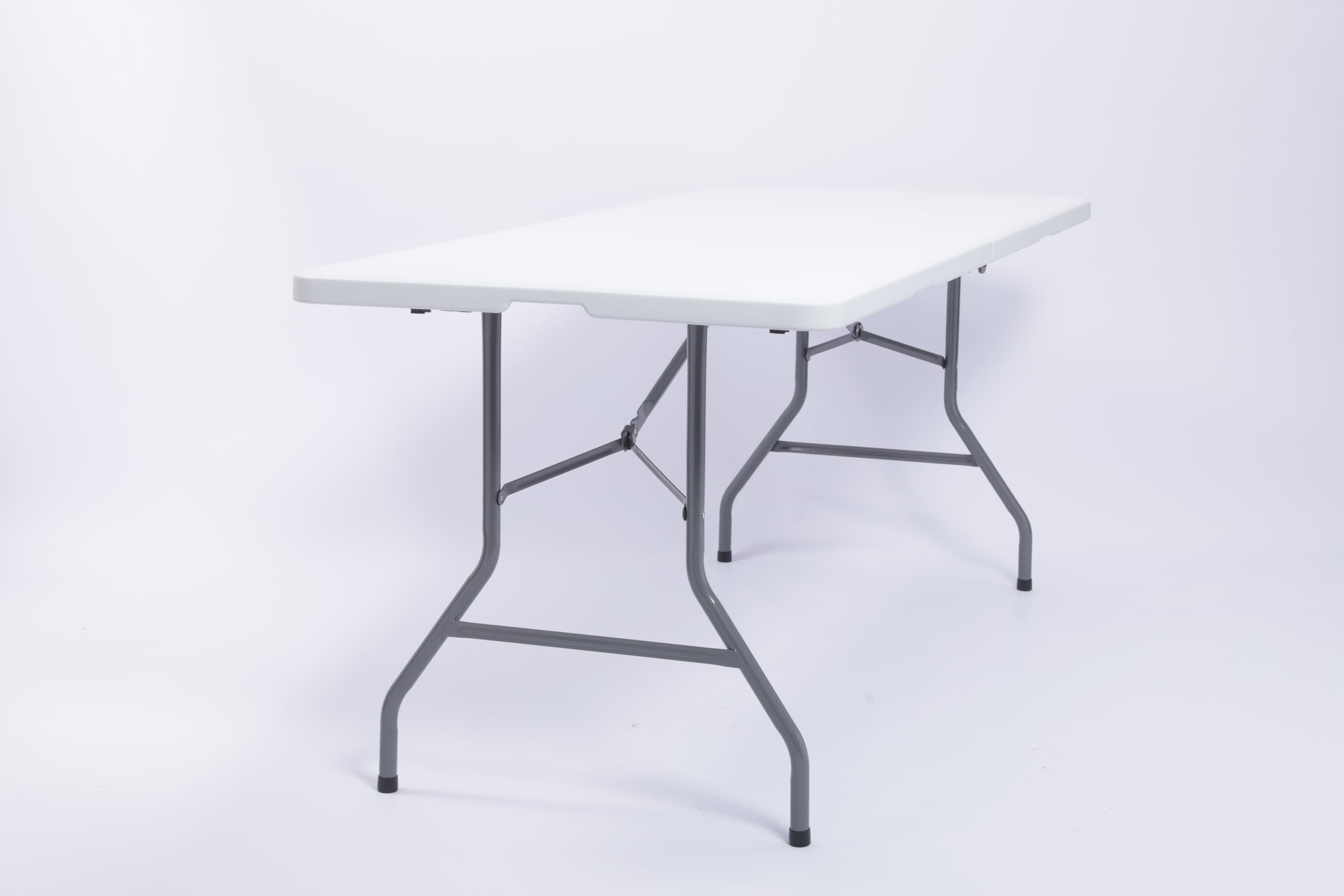 Casa Andrea Milano Multipurpose Indoor Outdoor Heavy Duty Plastic Folding Table Portable Picnic Table Fold-in-Half Utility Table w/Handle and Steel Legs for Camping, Dining, Party