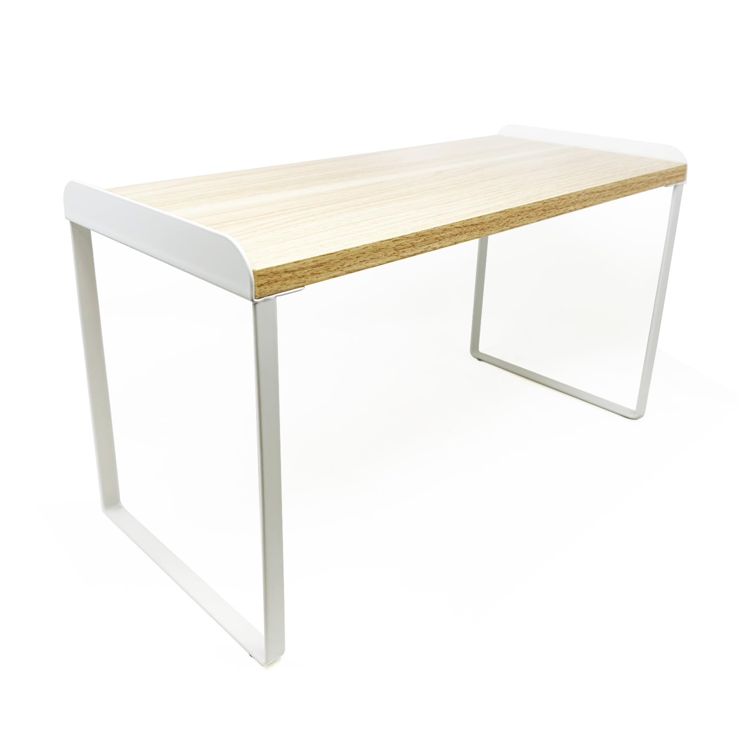 Shelf Organizer and Storage, Tiered Wood Cabinet Rack for The Kitchen Counter, Bathroom Counter, Pantry Cupboard, Office Desk Bookshelf, 16&quot; Wide Natural and White (Large)