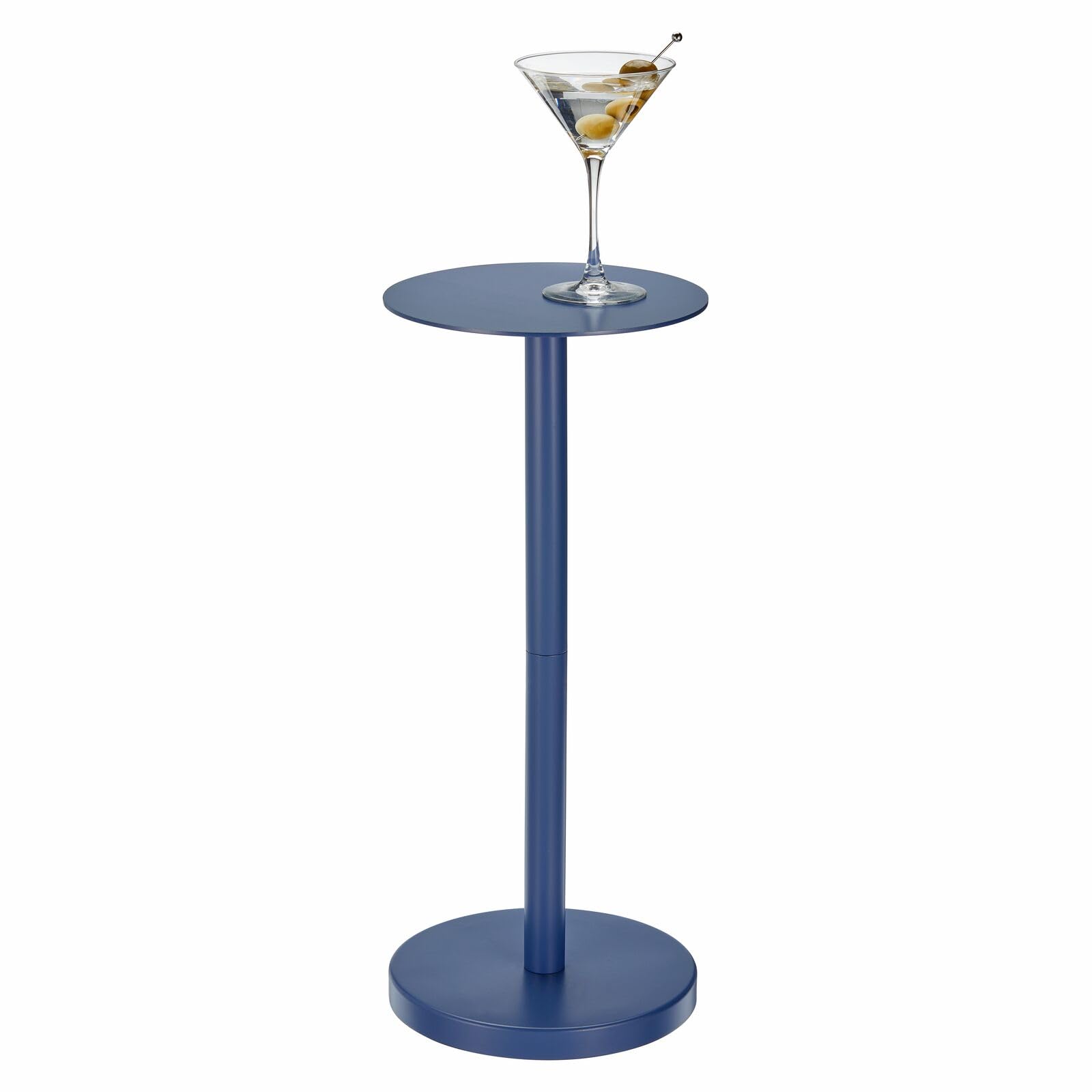 mDesign Glass Top Side/End Drink Table - Tall Modern Round Accent Metal Nightstand Furniture for Living Room, Dorm, Home Office, and Bedroom - 9&quot; Round - Cobalt Blue