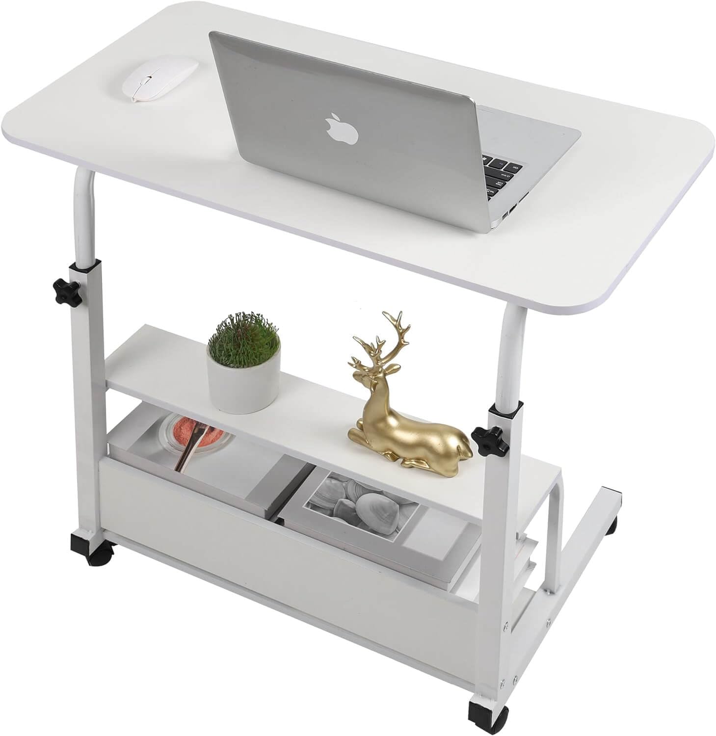 Portable Desk for Bedrooms Home Office Furniture Study Desk Computer Stand Up Desks with Storage Work Desk for Small Spaces Desk Gaming Furniture Table,Desktop Size 31.5x15.7 Inch, White