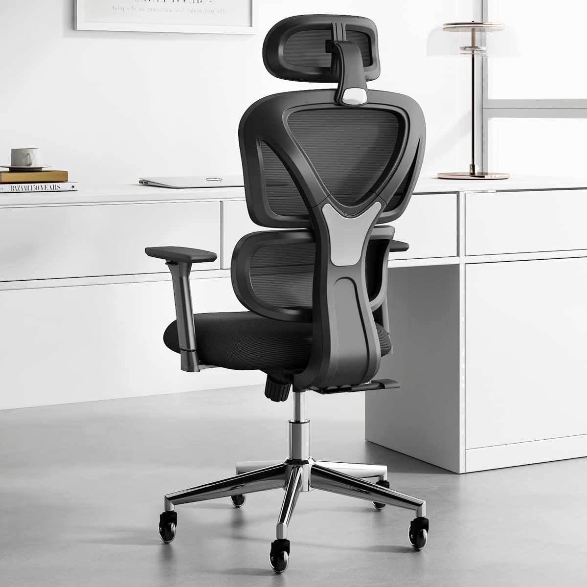 Sytas Ergonomic Home Office Chair, Desk Chair with Lumbar Support, 3D Armrest and Adjustable Headrest, Ergonomic Computer Chair High Back  Nylon, Mesh