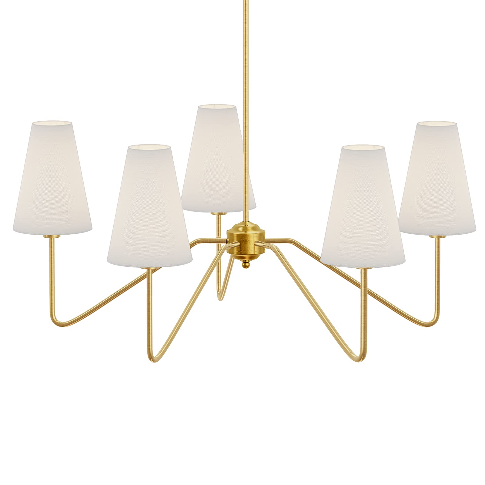 Electro bp;30&quot; Dia 5-Arm Classic Chandeliers Polished Gold with White Linen Shades,200W