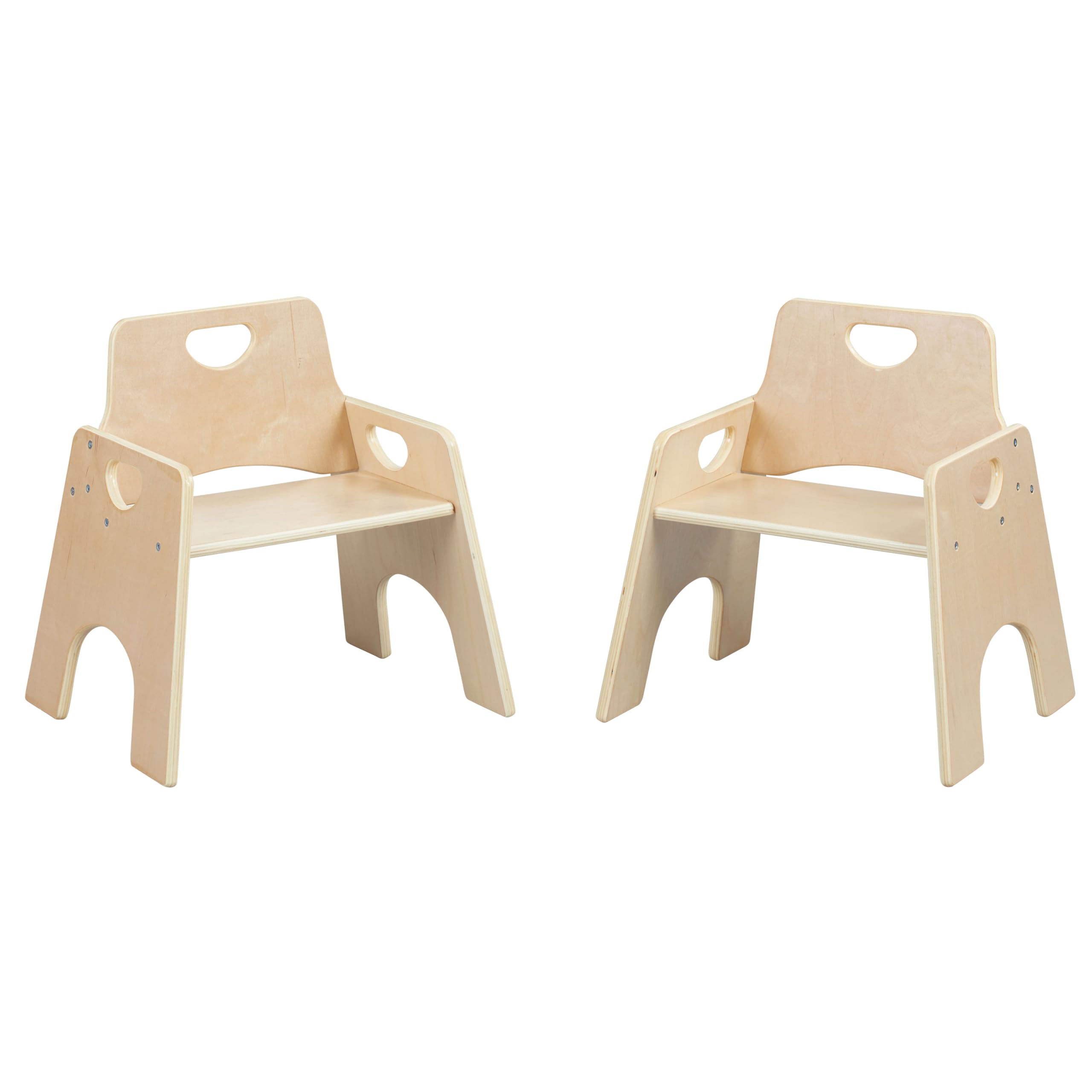 ECR4Kids Stackable Wooden Toddler Chair, 10in, Kids Furniture, Natural, 2-Pack  Wood