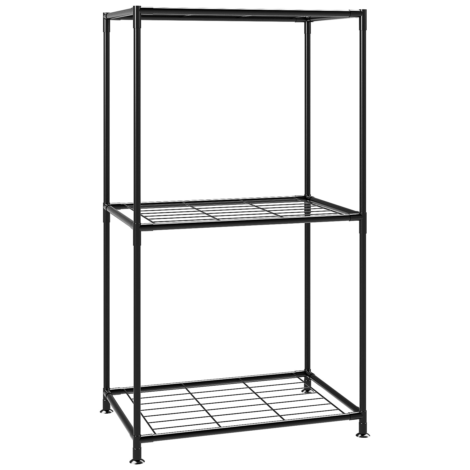 Storage Shelf 3 Tier Fixed Layer Spacing Metal Storage Rack Wire Shelving Unit Storage Shelves Metal 221Lbs Capacity 18&quot; L x 12.8&quot; W x 32.7&quot; H for Pantry Closet Kitchen Laundry Black