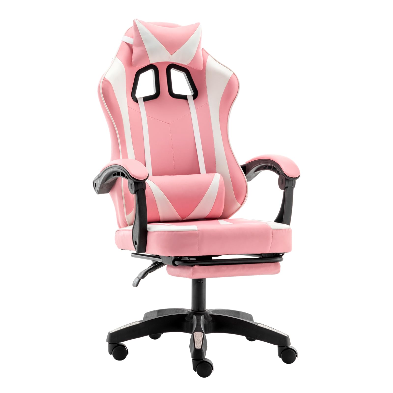 Computer Gaming Chair High-Back Office Chair Ergonomic Video Game Chairs Height Adjustable Reclining Chair with Lumbar Support Armrest Headrest Swivel Chair for Adult Teen (Pink)  Faux Leather