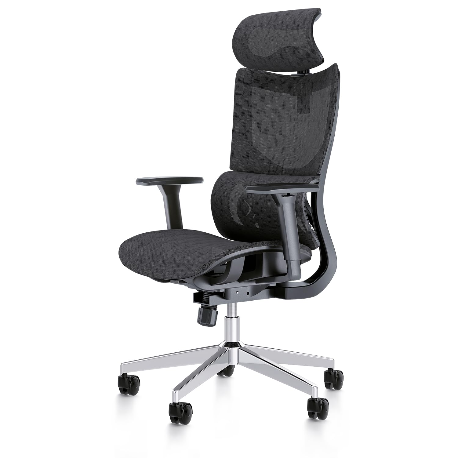 Ergonomic Office Chair with 3D Armrest, Big and Tall Computer Desk Chair with Adjustable Headrest, Seat Depth, Lumbar Support, Home Office Gaming Chair  Aluminum