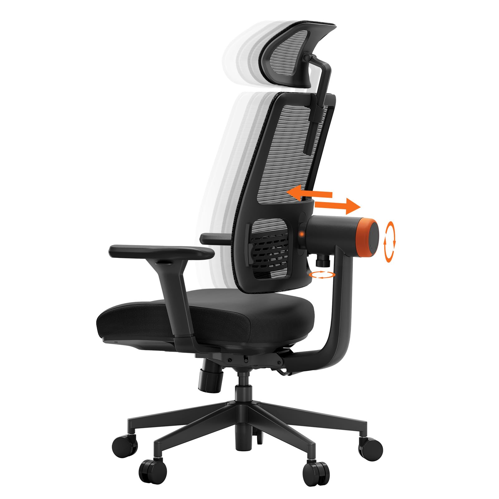 Ergonomic Home Office Chair, High Back Desk Chair with Unique Adaptive Lumbar Support, Adjustable Headrest, Seat Depth Adjustment, 96°-126° Tilt Function, 4D Armrest Recliner Chair for Office
