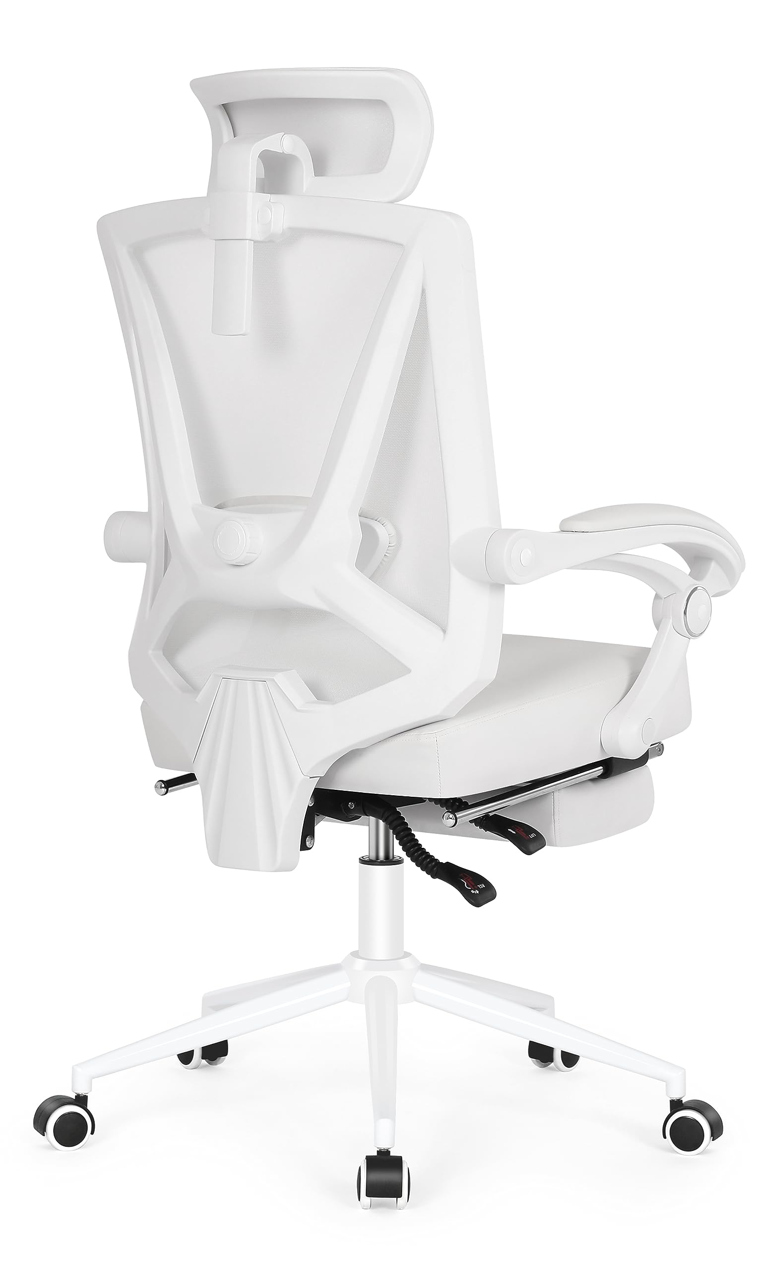Misolant Ergonomic Office Chair with Footrest, Ergonomic Desk Chair with Adjustable 2D Lumbar Support, High Back Office Chair with Adjustable Headrest, Comfortable Leather Office Chair  Metal