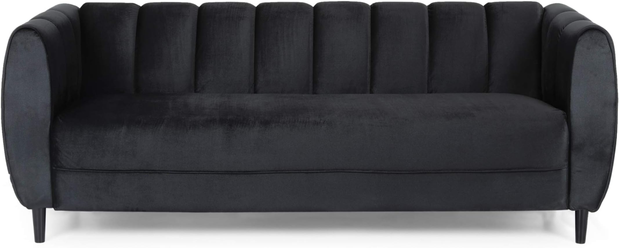 Christopher Knight Home Miranda Velvet 3 Seater Sofa, Black, Dark Brown