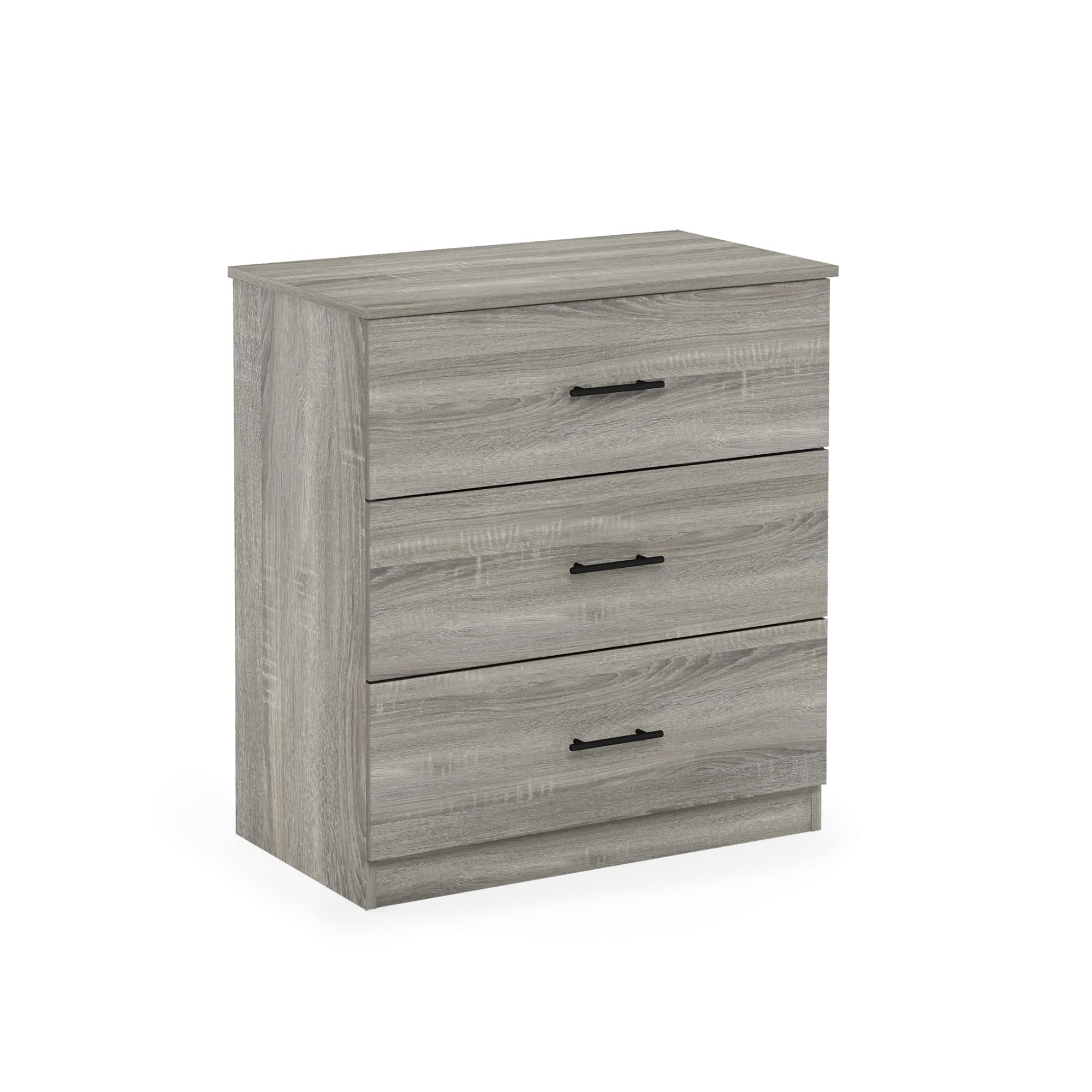 Furinno Tidur Simple Design Dresser, 3-Drawer Handle, French Oak Grey