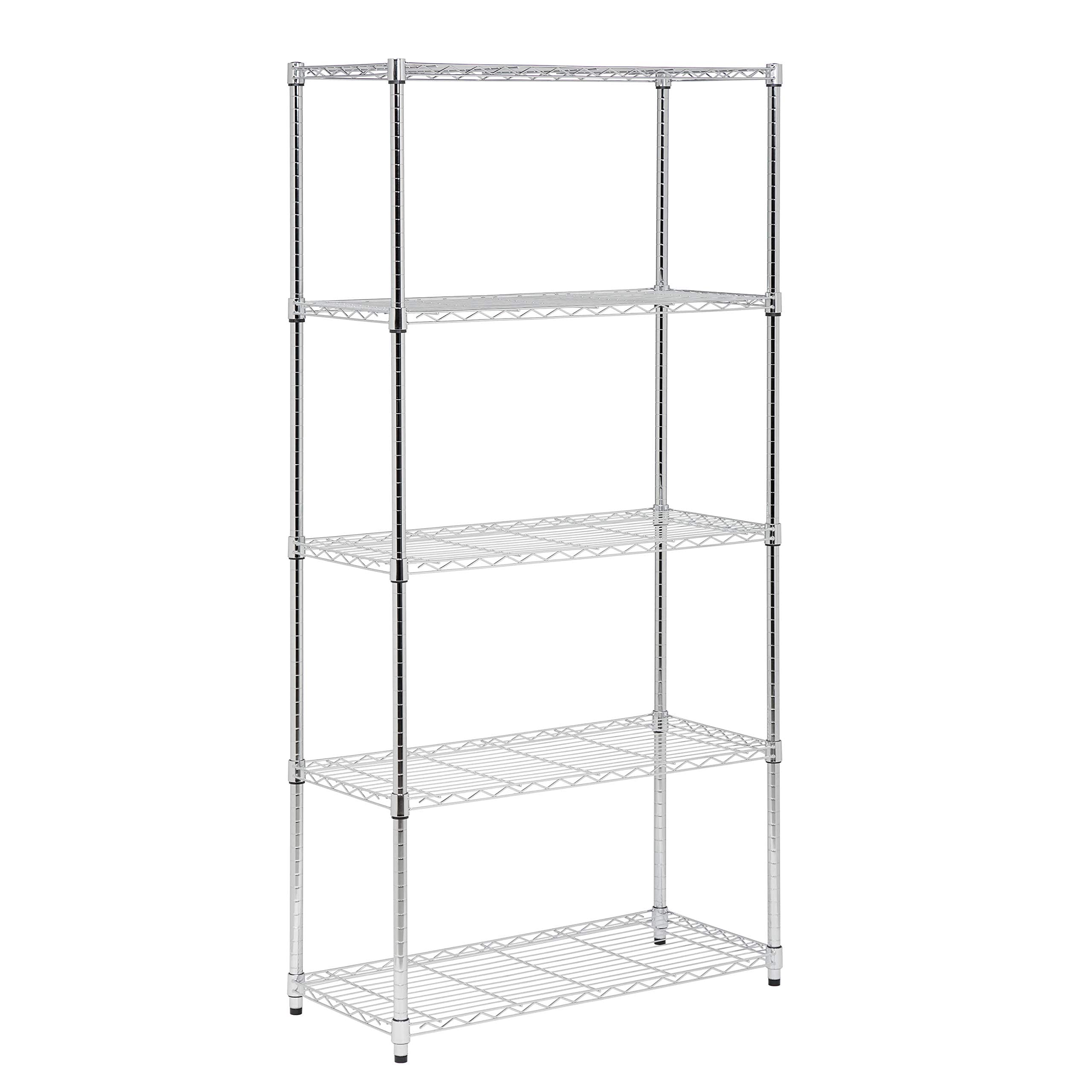 Honey-Can-Do SHF-01913 5-Tier Adjustable Shelving System, 16-Inch by 36-Inch by 72-Inch, Chrome