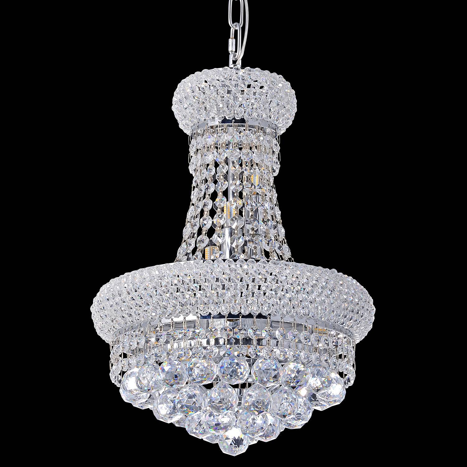 8 Lights Chrome Finish Classic Empire Style Small Mini K9 Crystal Chandelier Ceiling Light for Living Room Foyer Dining Room Hallway Bedroom (11.8 x 15 Inch) Bulbs Included in The Package