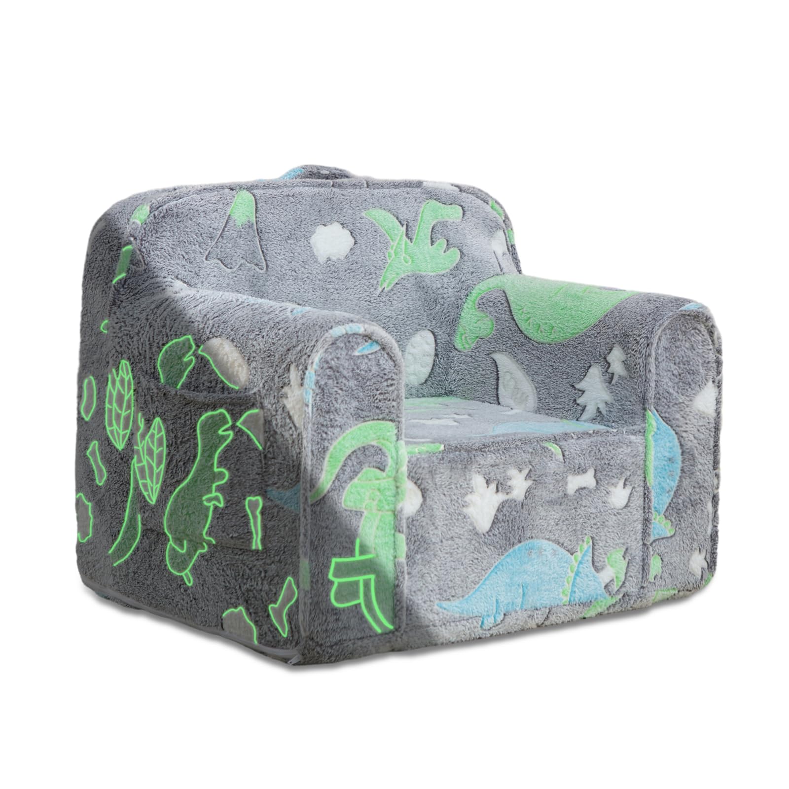 Comfy Toddler Chair Kids Chair,Toddler Foam Chair,Kids Armchair Toddler Couch Baby Kids Sofa Reading Chair with Glow in The Dark(Glow Dino)  Foam