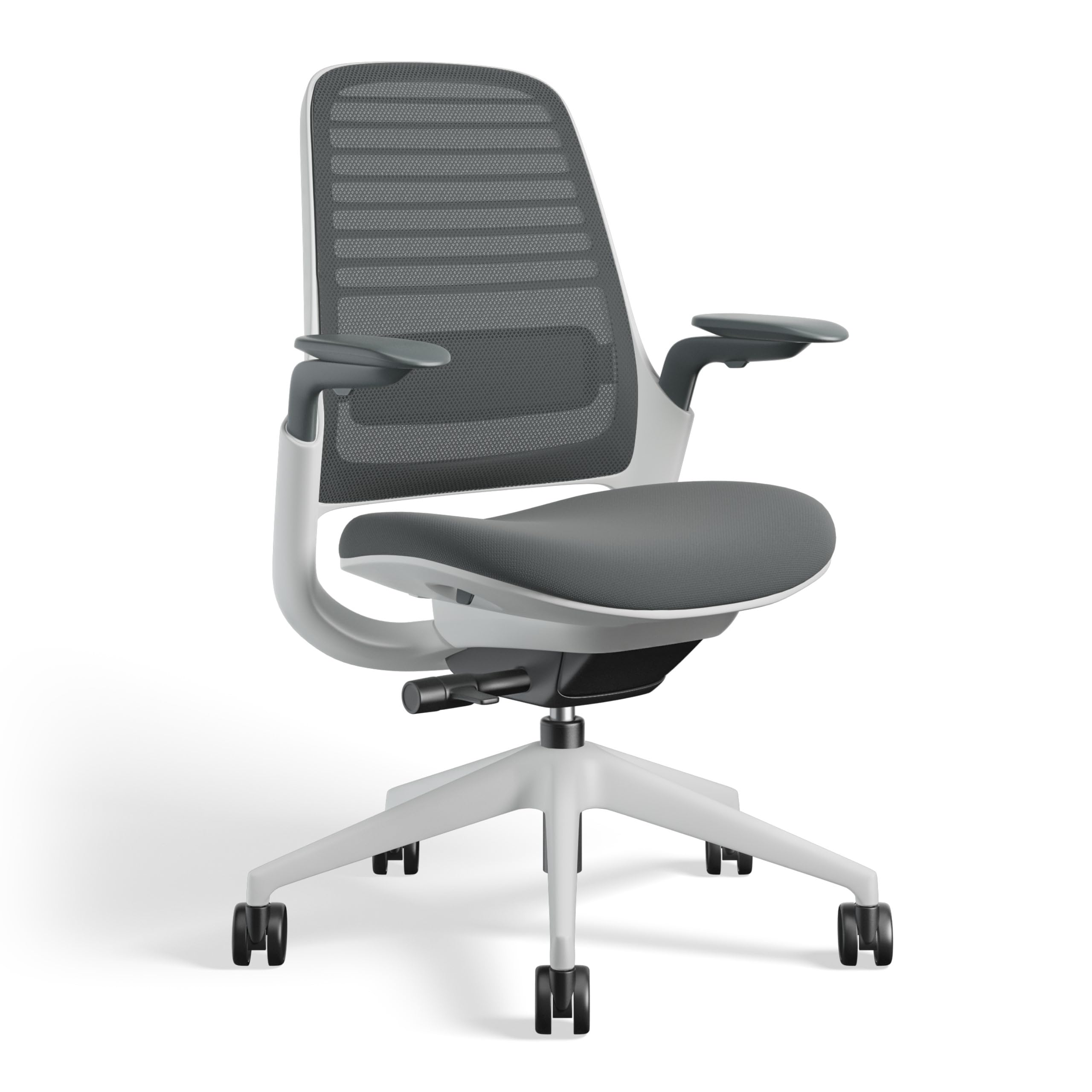 Steelcase Series 1 Office Chair - Ergonomic Work Chair with Wheels for Hard Flooring - Helps Support Productivity - Weight-Activated Controls, Back Supports & Arm Support - Easy Assembly - Graphite  Polyester, Mesh