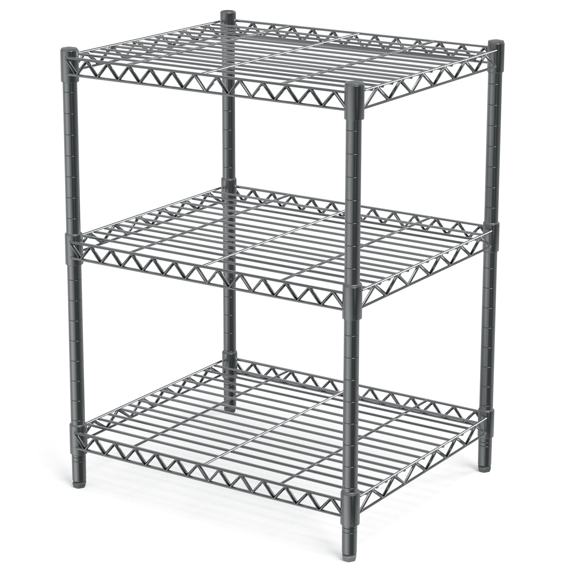 3 Tier Grey Storage Racks and Shelving - Heavy Steel Material Pantry Shelves - Adjustable Storage Shelf Metal Storage Rack Wire, Suitable for Warehouses, Closets, Kitchens…