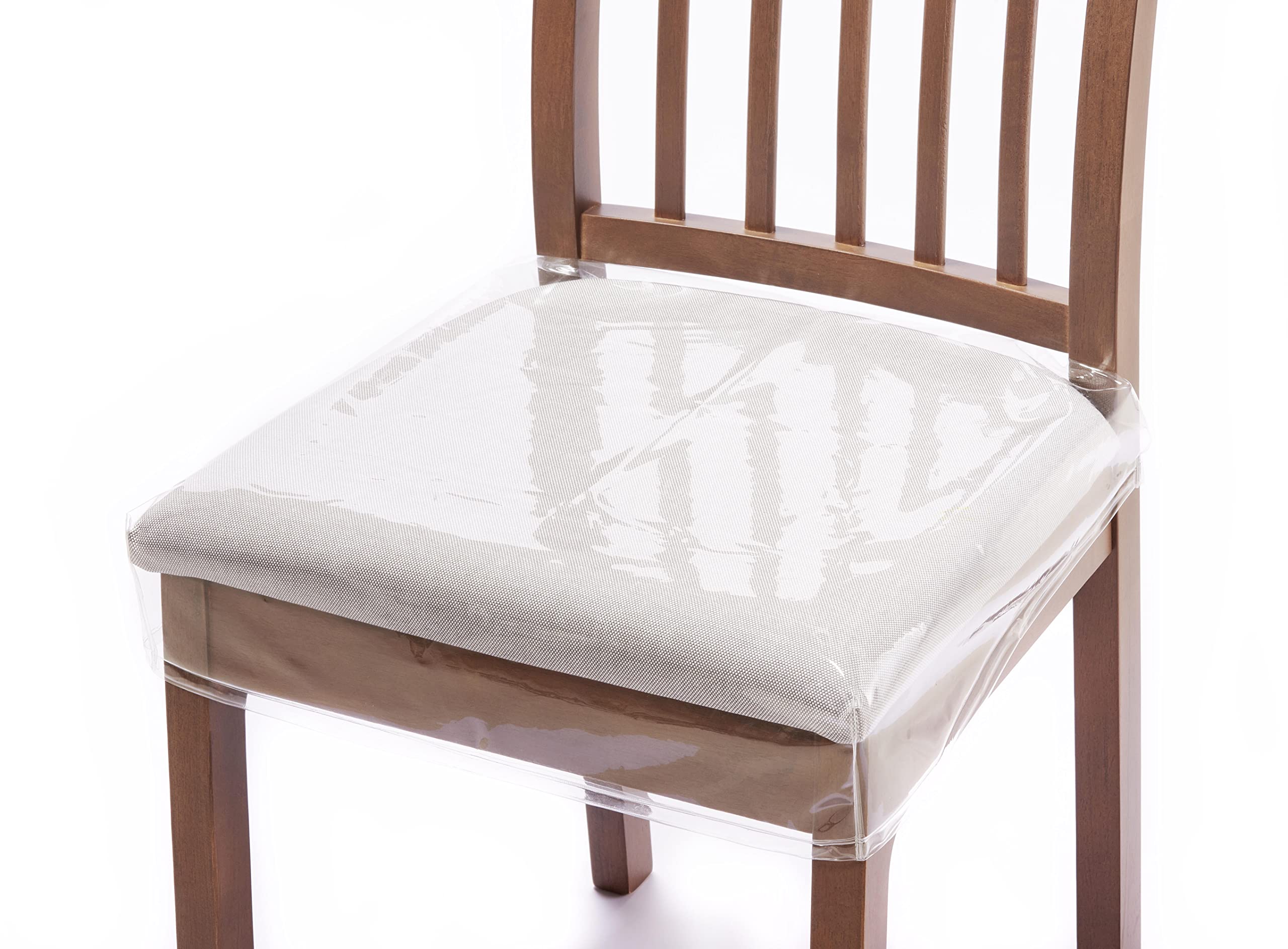 4 Pack Plastic Dining Chair seat Covers/slipcovers with Adjustable Belt Strap (20‘’ W x 17‘’D x 4‘’H)