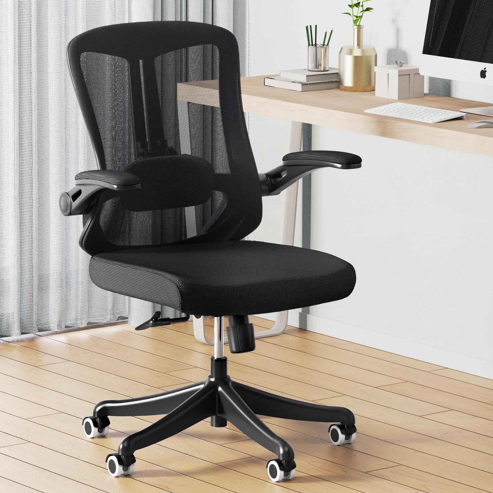 Ergonomic Office Chair - Comfy Desk Chairs with Wheels and Arms, 400LB Heavy Duty Mesh Computer Chairs with Comfortable Lumbar Back Support for Home Office, Bedroom, Study and College Dorm