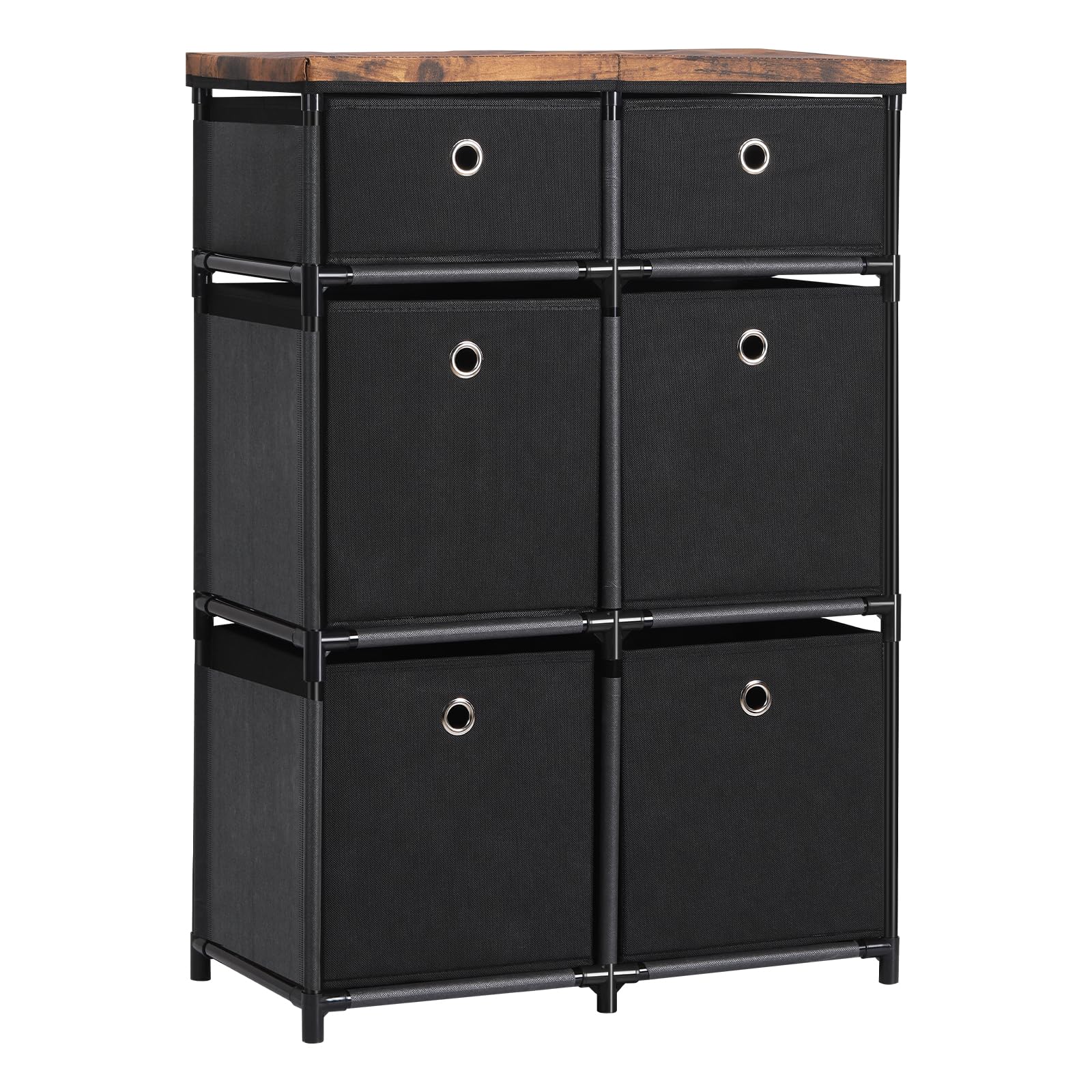HAITRAL Cube Storage Organizer Unit for Closet,Chest of Drawers for Bedroom, Large Storage 6 Drawers Dresser,Easy Assembly Fabric Storage Cabinet for Living Room,Dorm,Storage Drawer Units(Black)