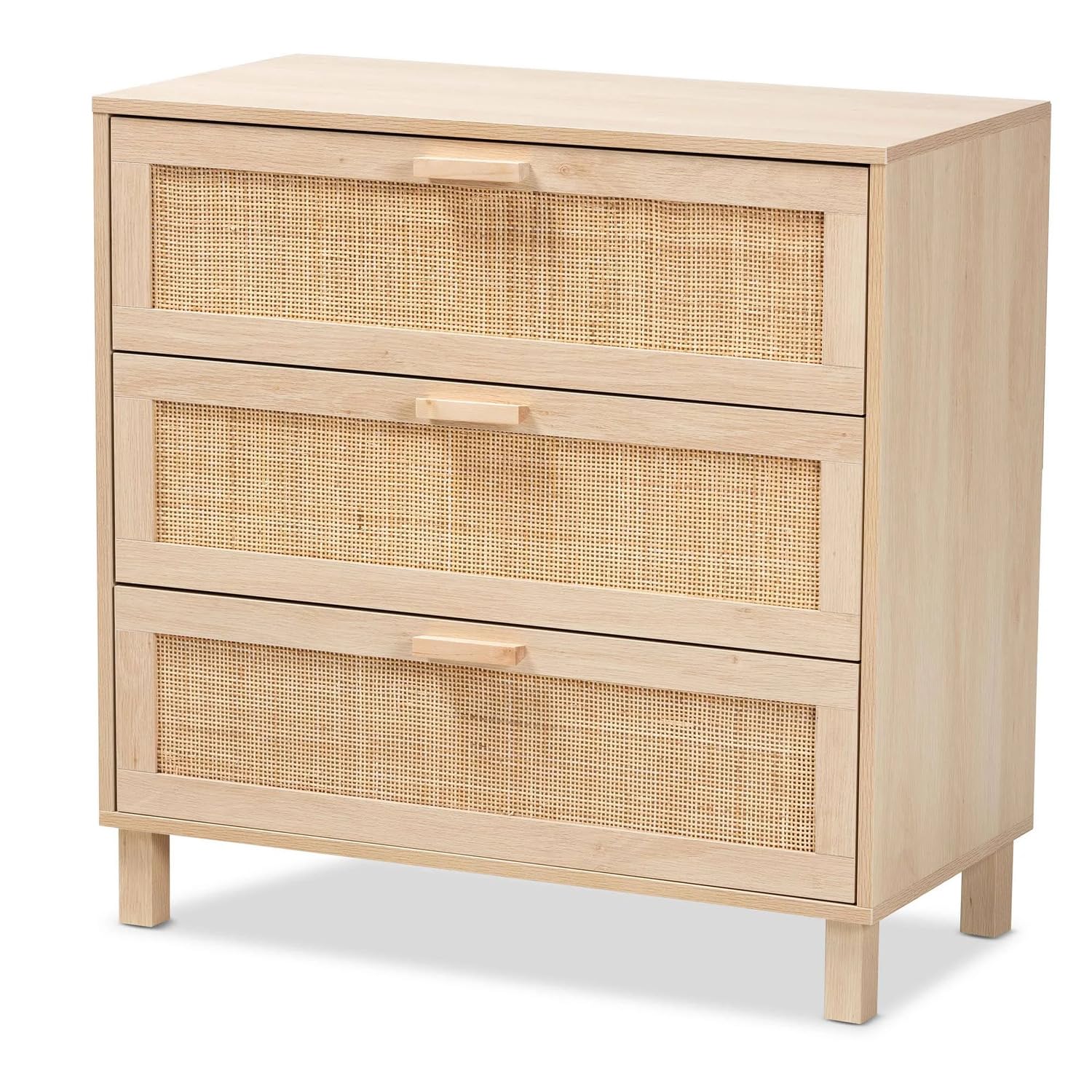 Baxton Studio Sebille Storage Cabinet, 3-Drawer, Light Brown