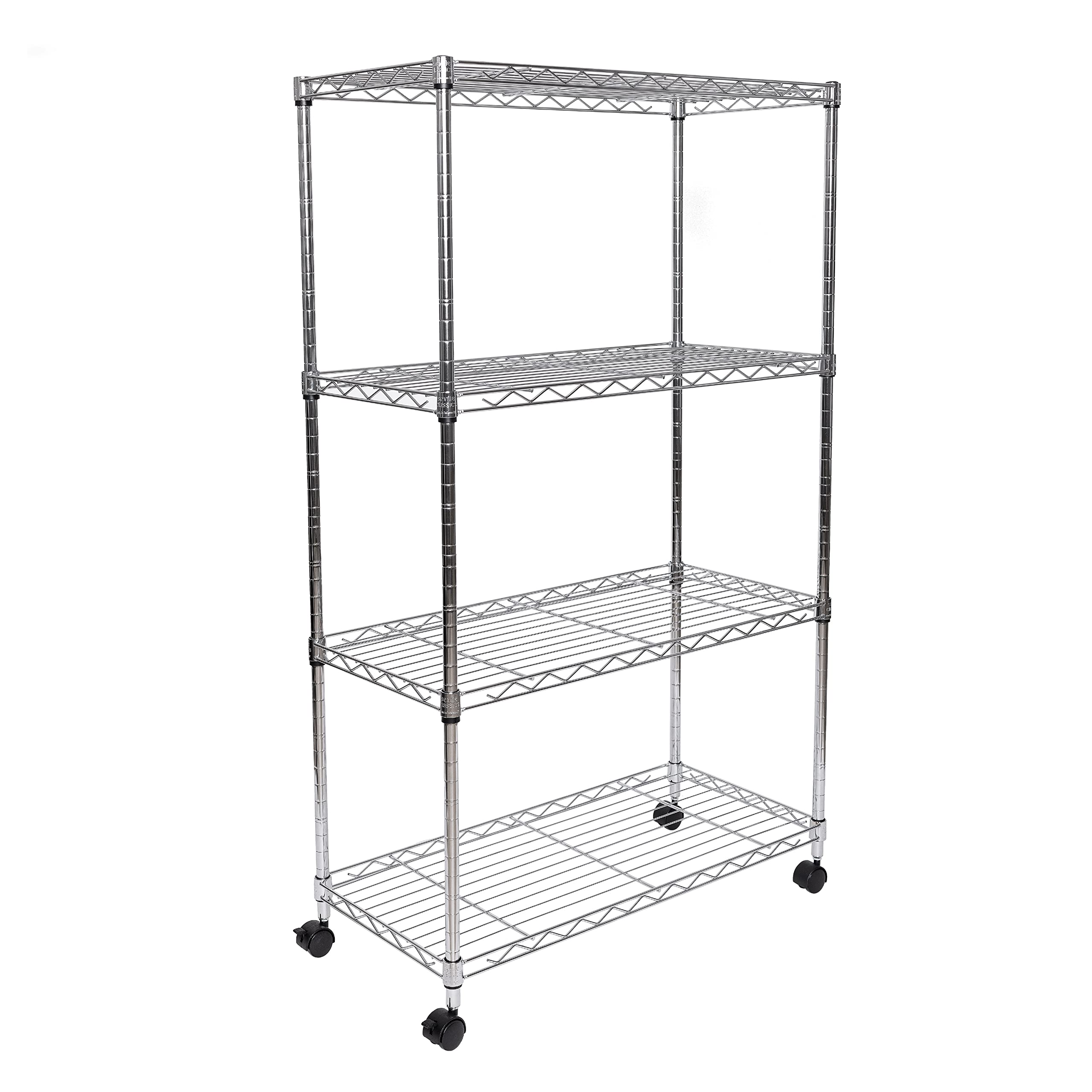 Seville Classics Solid Steel Wire Shelving Storage Unit Adjustable Shelves Organizer Rack, for Home, Kitchen, Office, Garage, Bedroom, Closet, Steel, 4-Tier, 30&quot; W x 14&quot; D