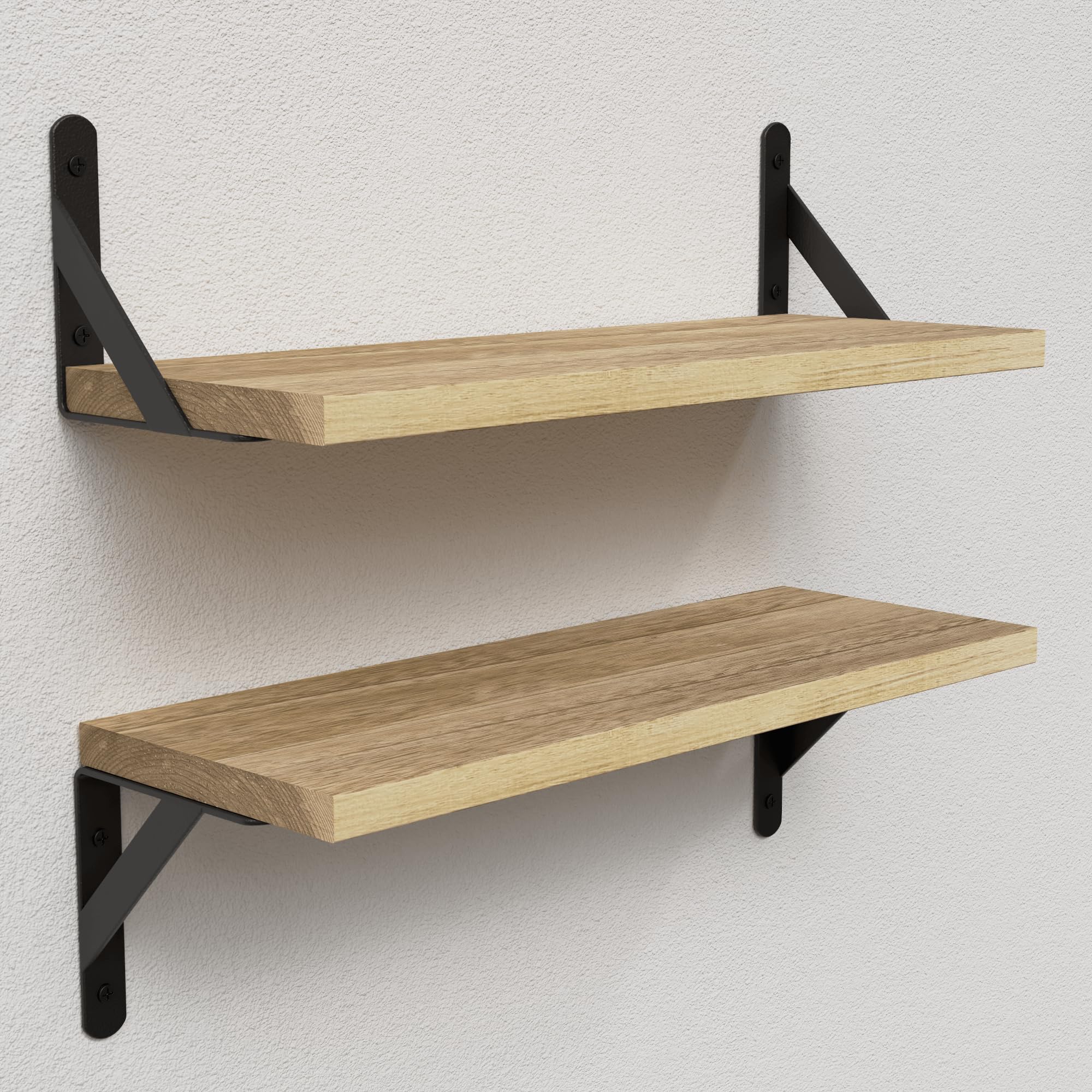 Rustic Floating Shelves for Wall, Farmhouse Wood Shelf for Wall Decor, 2 Sets of Wall Mounted Room Shelves, Hanging Wall Storage for Bathroom, Bedroom, Livinging Room - Carbonized Black