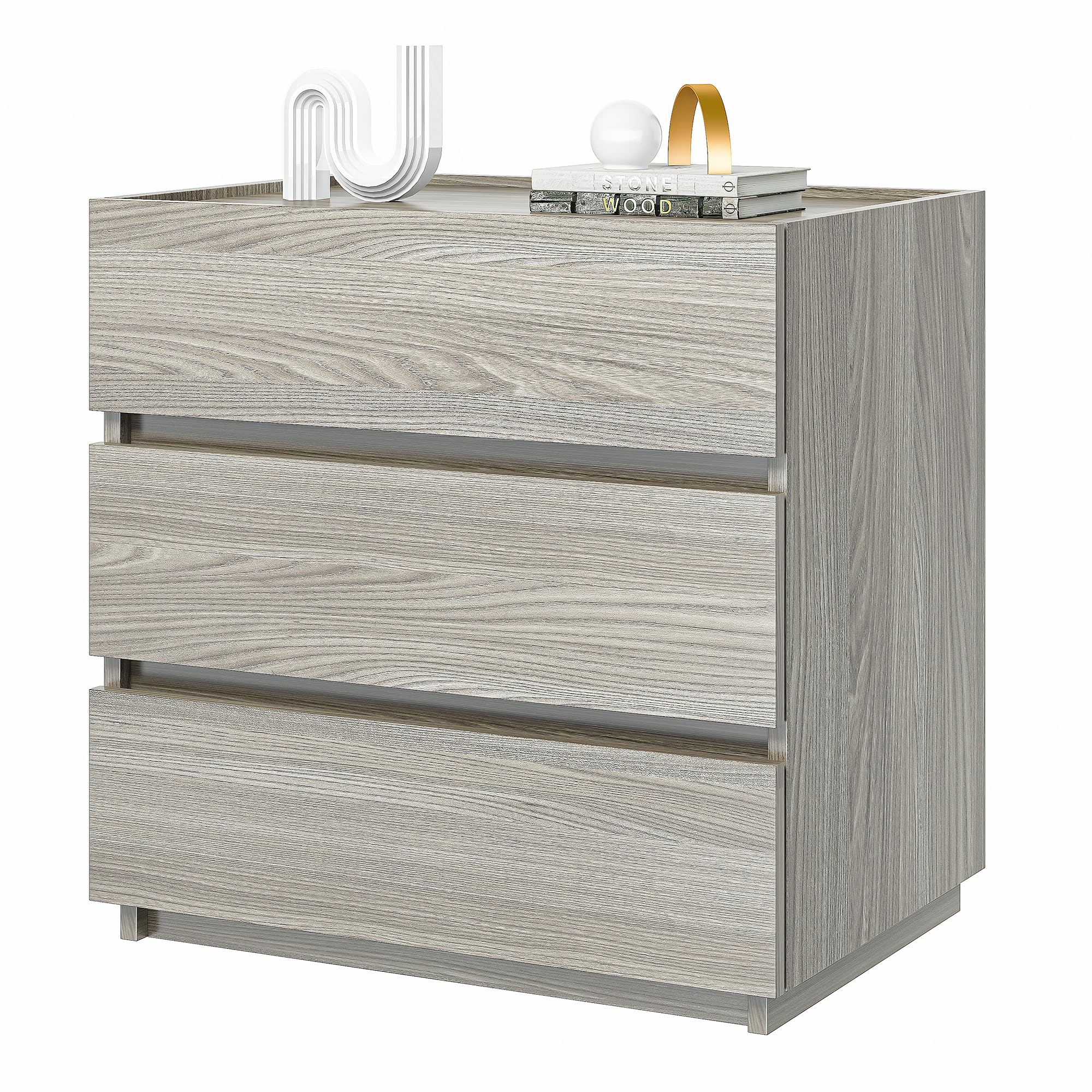 3 Drawer Dresser, Wood Nightstand for Bedroom, Modern Closet Drawers Stackable Storage Cabinet for Entryway, Small Dresser Drawer Chest for Hallway, Office, 23.6&apos;&apos;W, Gray Oak