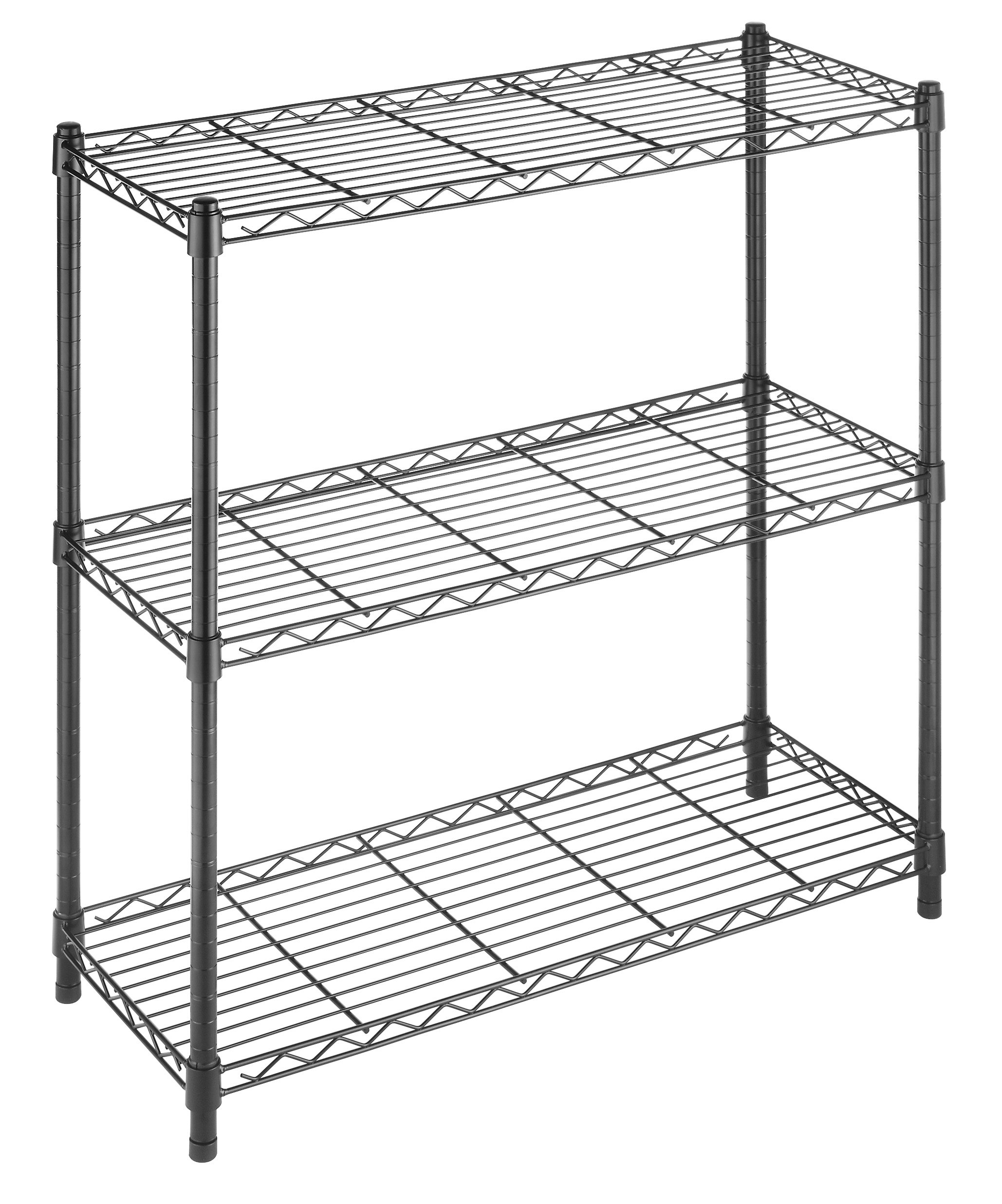 Whitmor 350 Capacity Per Shelf Adjustable Shelving with Leveling Feet, Black, 3 TIER(Supreme)